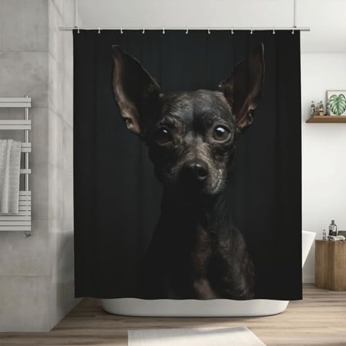 TIYAANDSY Black Dog Shower Curtain Set 72x72in