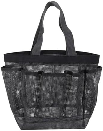 Portable Mesh Shower Caddy with 8 Pockets Black