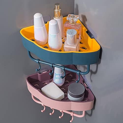 Corner Shower Caddy with Hooks and Shelves Pink
