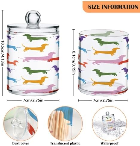 Qilmy Dachshunds Qtip Holder 2 Pack 14 oz Apothecary Jars