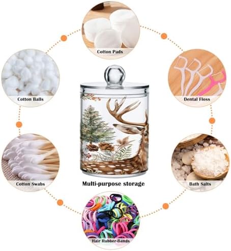 YETTASBIN Deer Clear Plastic Apothecary Jars 2 Pack