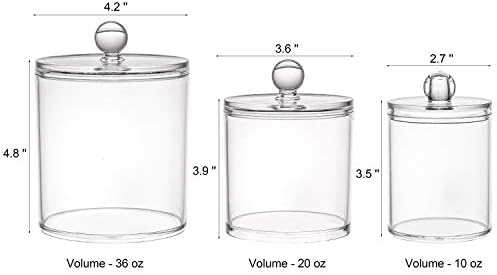 Tbestmax 3-Piece Cotton Swab Holder Set with Clear Lids