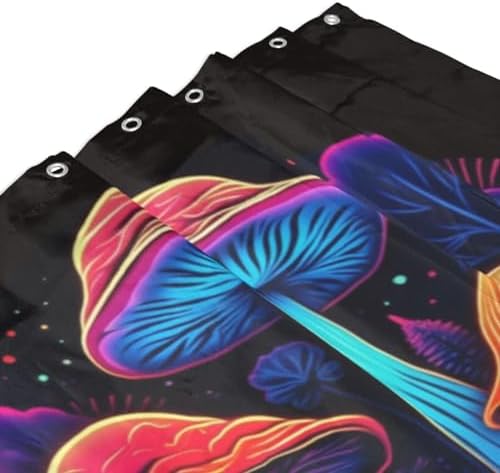 Trippy Mushroom Shower Curtain Set 72x72in with 12 Hooks