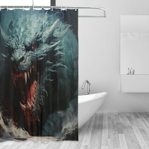 Roaring Dragon Shower Curtain Set with 12 Hooks 72x72in