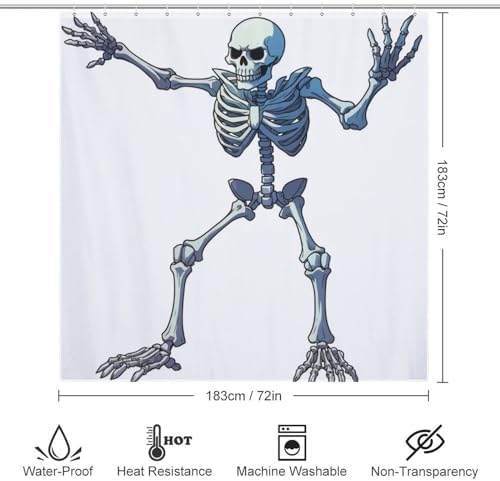 Battle Skeleton Waterproof Shower Curtain Set 72x72in