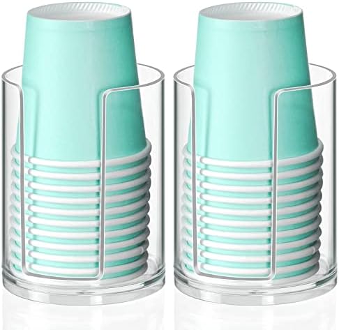 2-Pack Bathroom Cup Dispenser Clear Acrylic Holder for 3oz Paper Cups