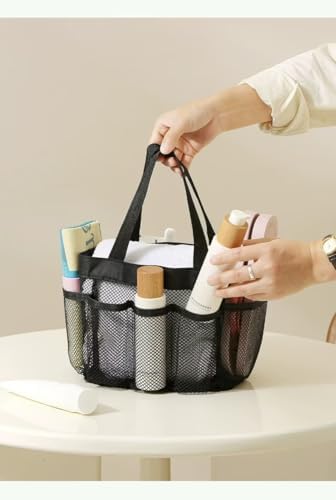 Mesh Shower Caddy with 8 Pockets and Hanging Hook
