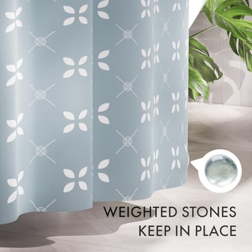 AmazerBath Blue Floral Shower Curtain Set