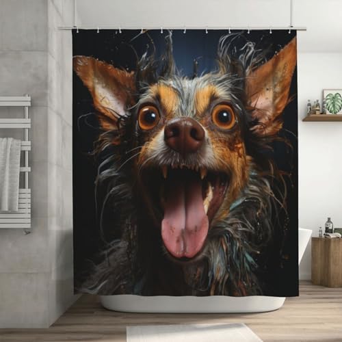 Smile Dog Waterproof Shower Curtain Set 72x72in