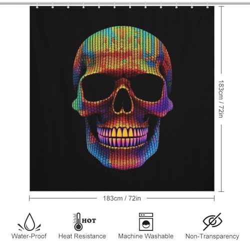 Sunglasses Skull Shower Curtain Set with 12 Hooks