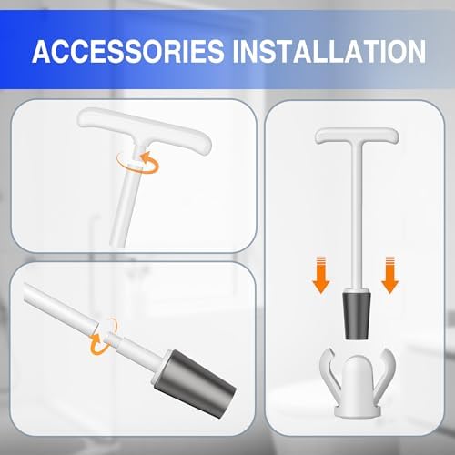 Cinola Dual Handle Toilet Plunger with Wall Mount Holder - White