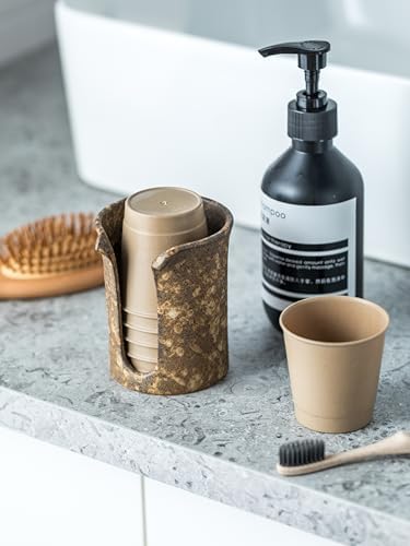 YHOJOY Ceramic Bathroom Cup Holder 3 Oz Dispenser