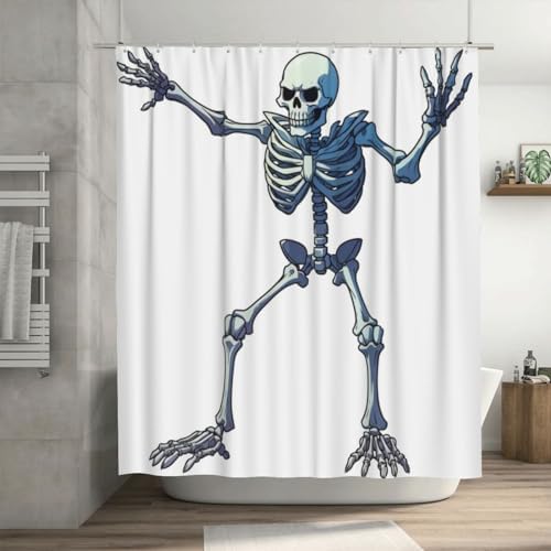 Battle Skeleton Waterproof Shower Curtain Set 72x72in