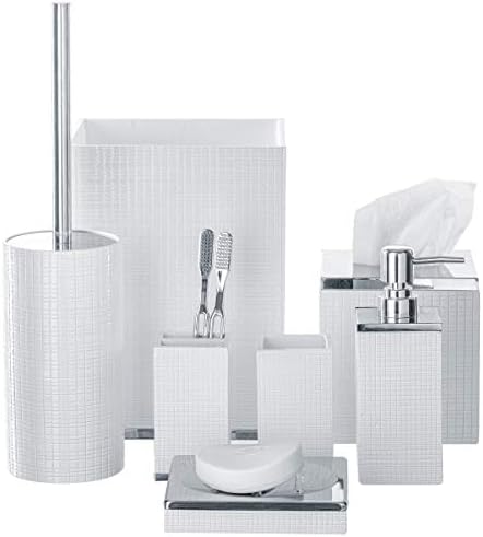 Estella Small White Bathroom Trash Can - Decorative Durable
