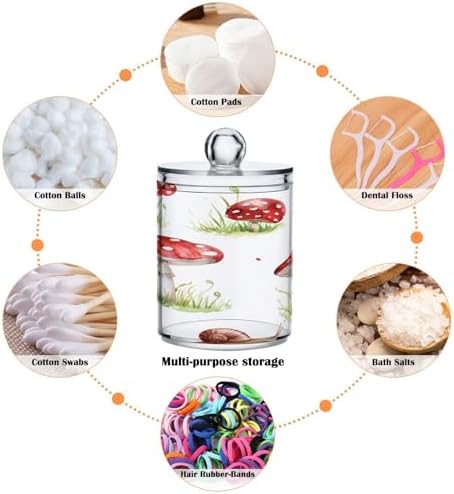YETTASBIN Mushroom Clear Plastic Storage Jars 2 Pack