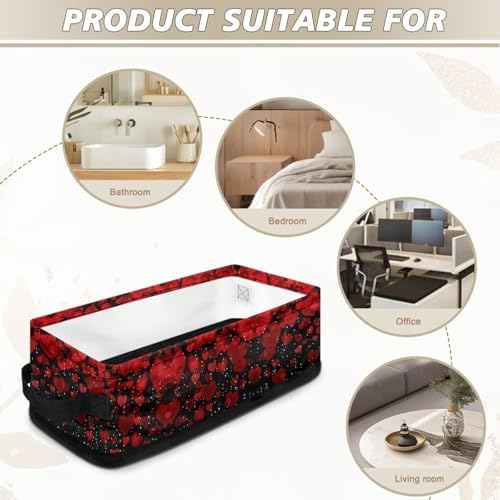 Red Love Heart Toilet Paper Storage Basket with Handle