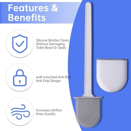 RV Toilet Bowl Brush with Anti-Roll and Anti-Drip Design