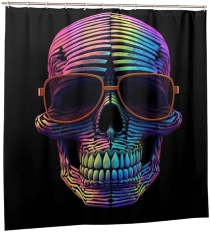 TIYAANDSY Skull Pattern Shower Curtain Set with 12 Hooks 72x72in