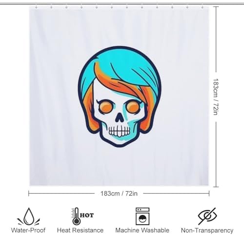 TIYAANDSY Cartoon Skull Shower Curtain Set 1