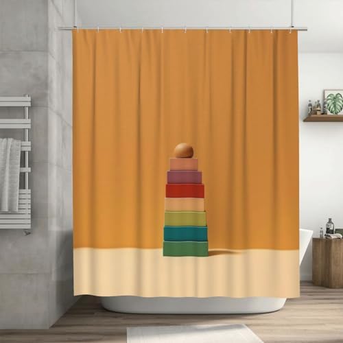 Boho Style Shower Curtain Set with 12 Hooks