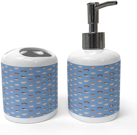 Ambesonne Bathroom Soap Toothbrush Holder Set 1