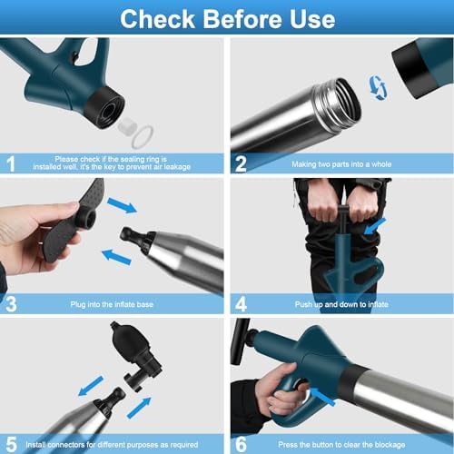 Heavy Duty Toilet Plunger with Visual Gauge