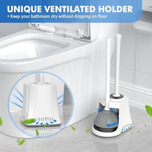 LOVLOY 2 in 1 Toilet Brush Plunger Set with Holder