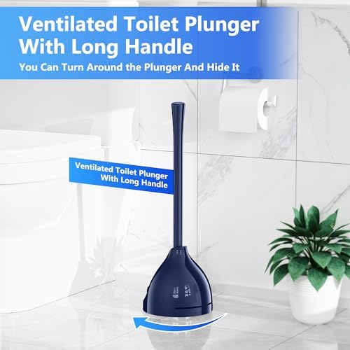 Heavy Duty Toilet Plunger with Holder - 195 Inch