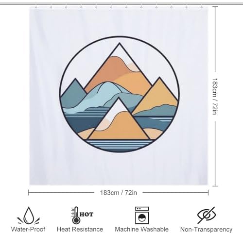 TIYAANDSY Cartoon Mountain Shower Curtain Set