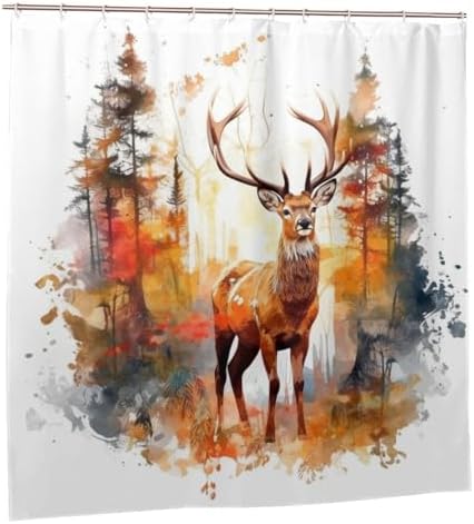 Brown Deer Shower Curtain Set with 12 Hooks 72x72in 1