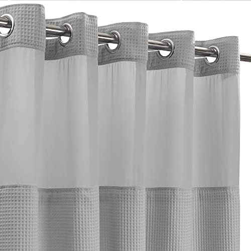River Dream Gray Fabric Shower Curtain Set with Snap Liner 1