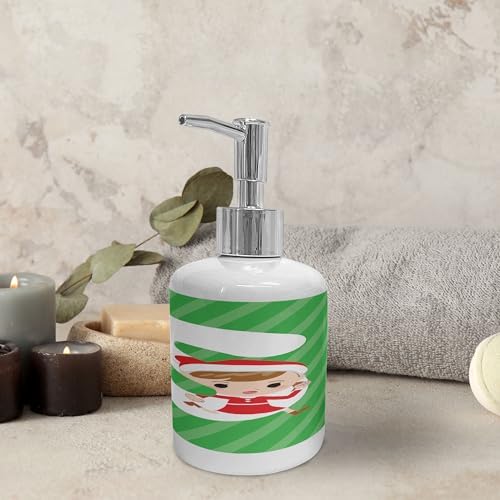 Ambesonne Christmas Alphabet Soap Dispenser Toothbrush Holder Set 1