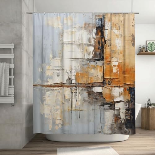 TIYAANDSY Abstract Oil Painting Shower Curtain Set