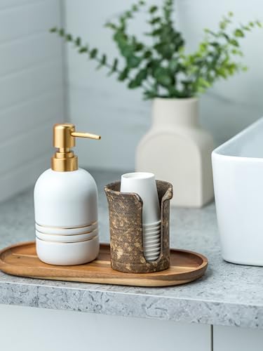 YHOJOY Ceramic Bathroom Cup Holder 3 Oz Dispenser