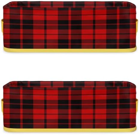 Red And Black Checkered Foldable Storage Baskets 2-Pack 1