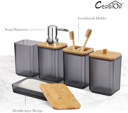 CERBIOR 7-Piece Bathroom Accessory Set Matte Black 1