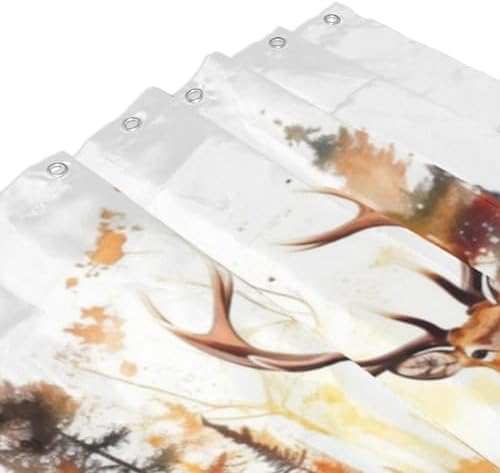 Brown Deer Shower Curtain Set with 12 Hooks 72x72in 1