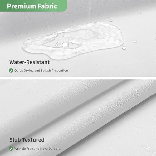 Eachope Extra Long No Hook Shower Curtain Set 71x86 White