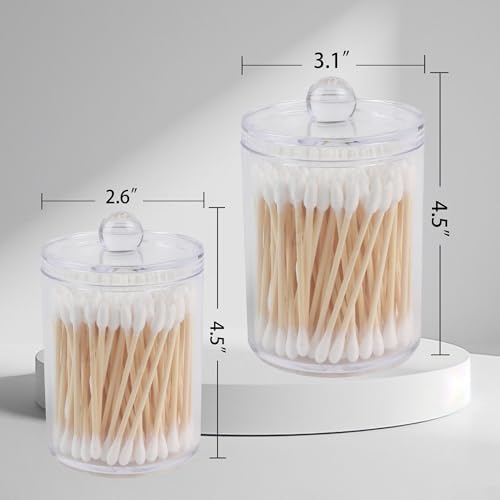 2 Pack Acrylic Q-Tip Holder Dispenser with Labels 10 and 12 Oz