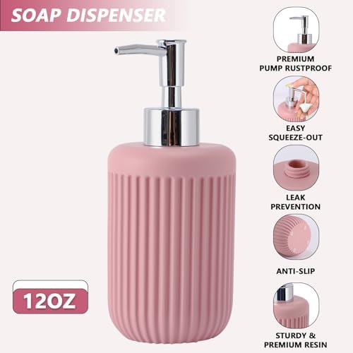 XLHOMO Resin Pink Bathroom Accessory Set 5 Pcs