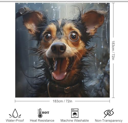 TIYAANDSY Smile Dog Shower Curtain Set 72x72in Waterproof