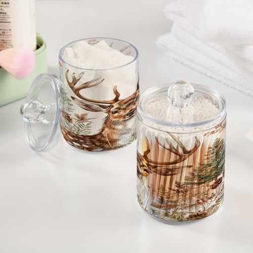 YETTASBIN Deer Clear Plastic Apothecary Jars 2 Pack