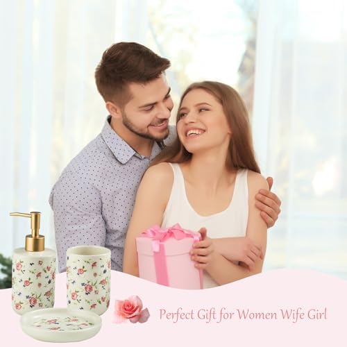 WREWING Rose White Ceramic Bathroom Accessory Set 3PCS
