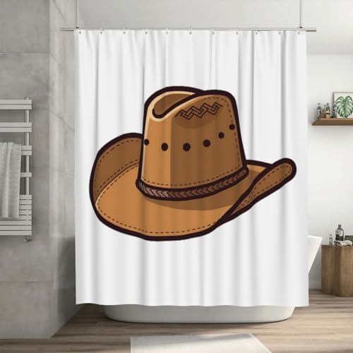 TIYAANDSY Cartoon Cowboy Hat Shower Curtain Set 1
