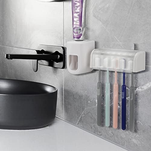 LUEXBOX 5 Slots Wall Mounted Toothbrush Holder with Cover