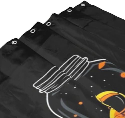 Yellow Astronaut Shower Curtain Set with 12 Hooks 72x72in
