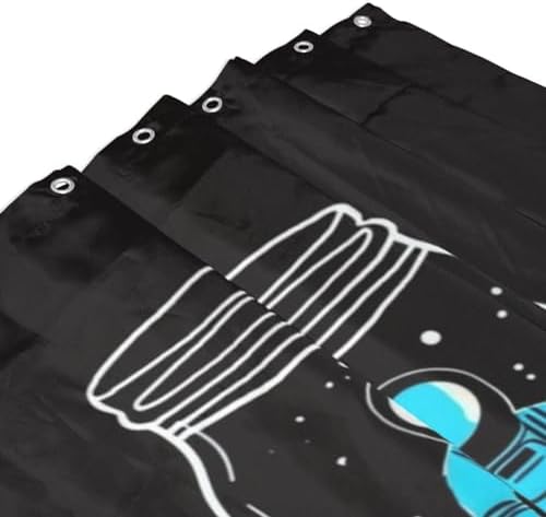 Blue Astronaut Shower Curtain Set with 12 Hooks 72x72in 1