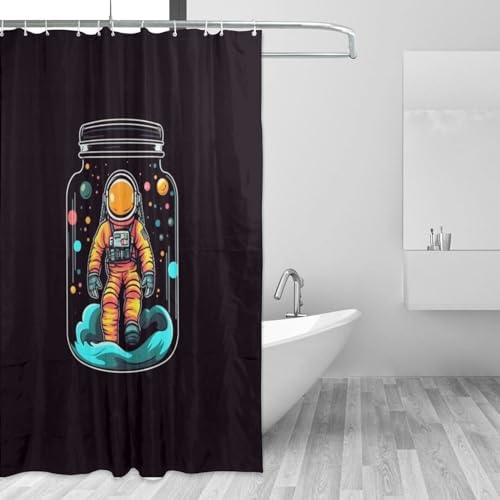 TIYAANDSY Yellow Astronaut Decor Shower Curtain Set