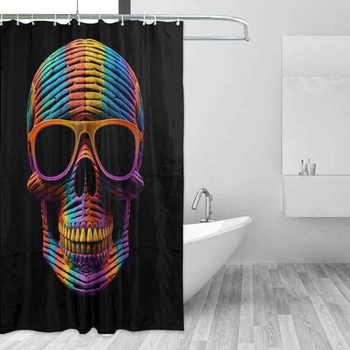 Boho Skull Pattern Waterproof Shower Curtain Set