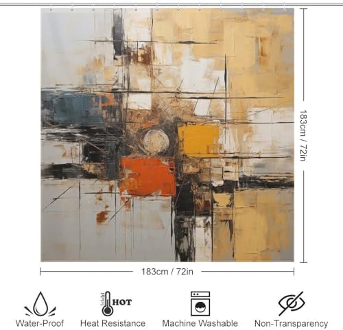 TIYAANDSY Boho Abstract Shower Curtain Set